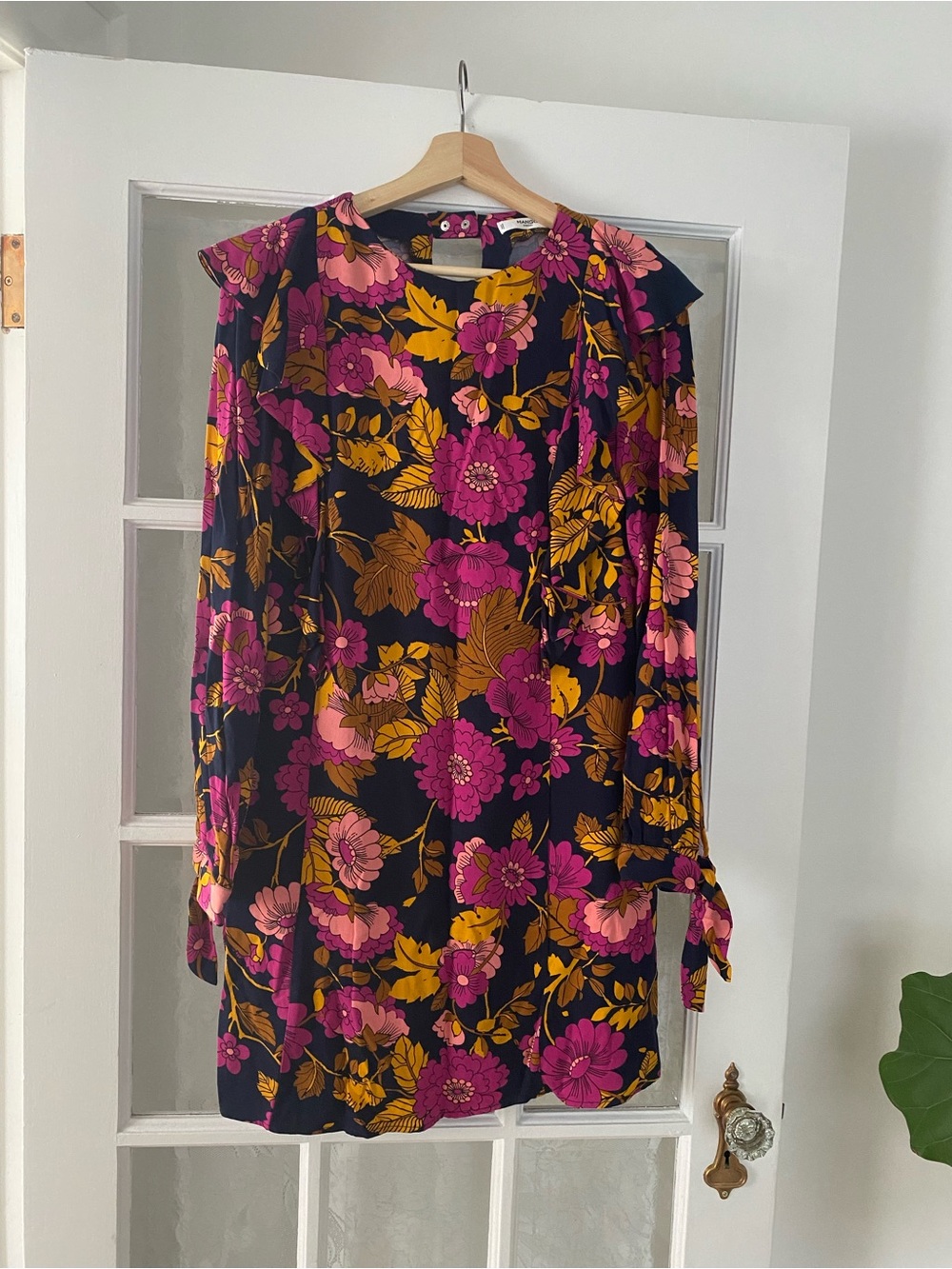 Mango Navy Mini Dress with Pink & Mustard Floral Print